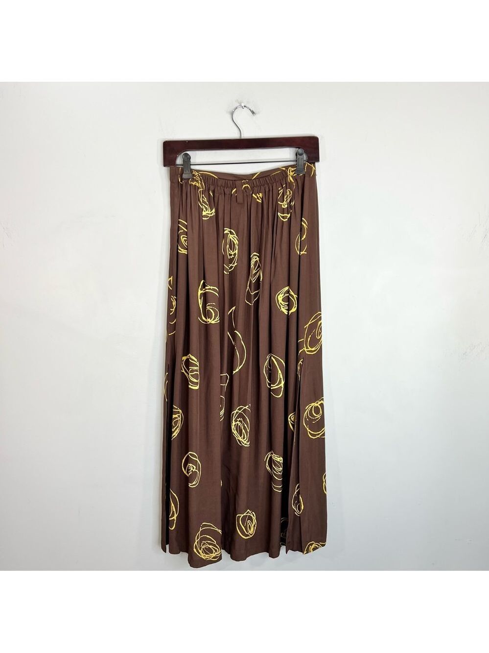 Kaliyana Artwear Ottawa brown yellow abstract floral skirt jacket top 3 pc set M - Picture 13 of 17